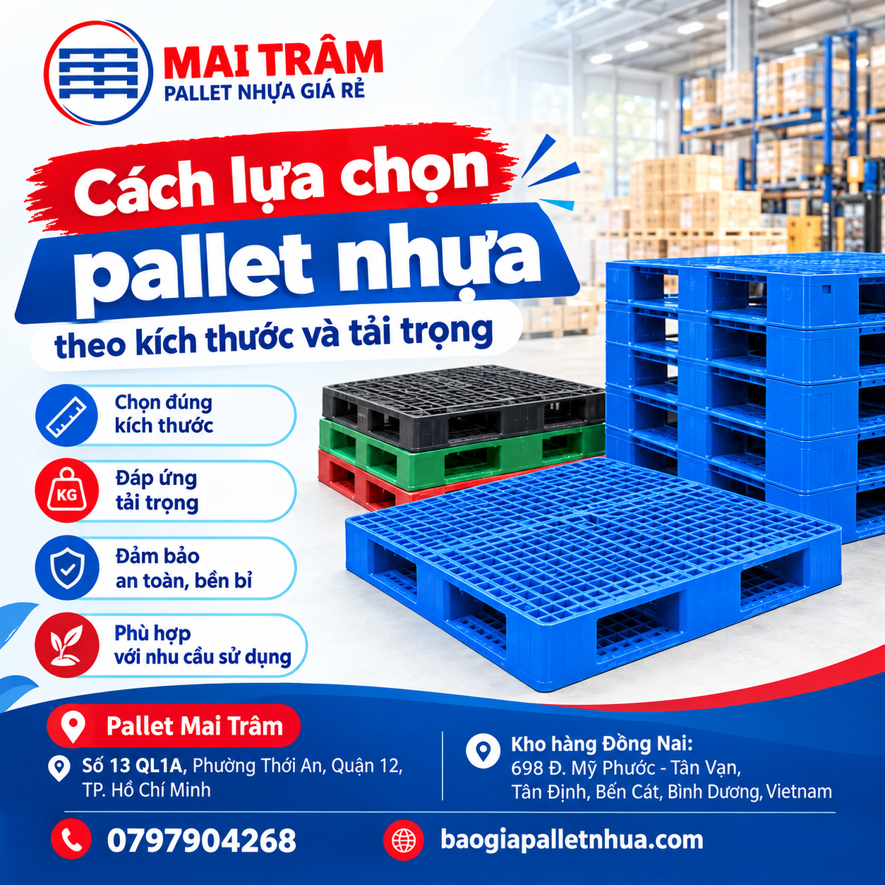 Cách chọn pallet nhựa theo kích thước và tải trọng