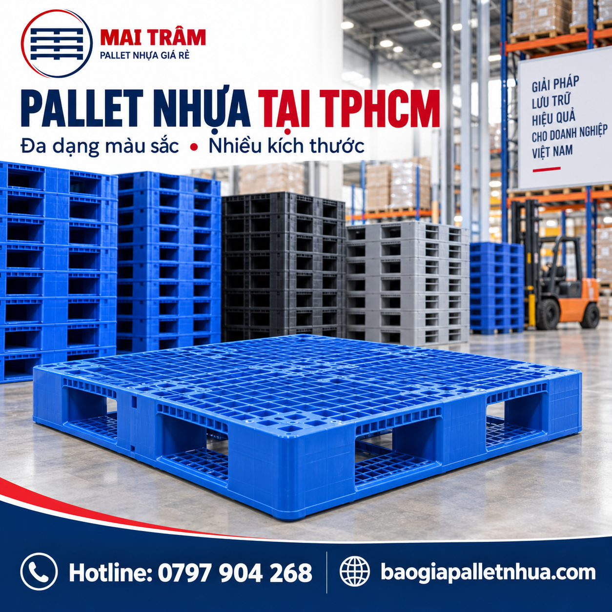 Pallet nhựa tại TPHCM với màu sắc, độ bền và cách chọn tải trọng