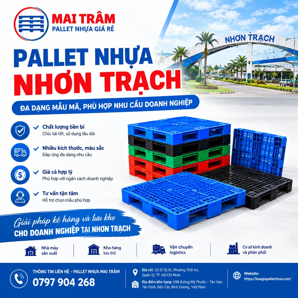 Pallet nhựa Nhơn Trạch giá rẻ tại kho