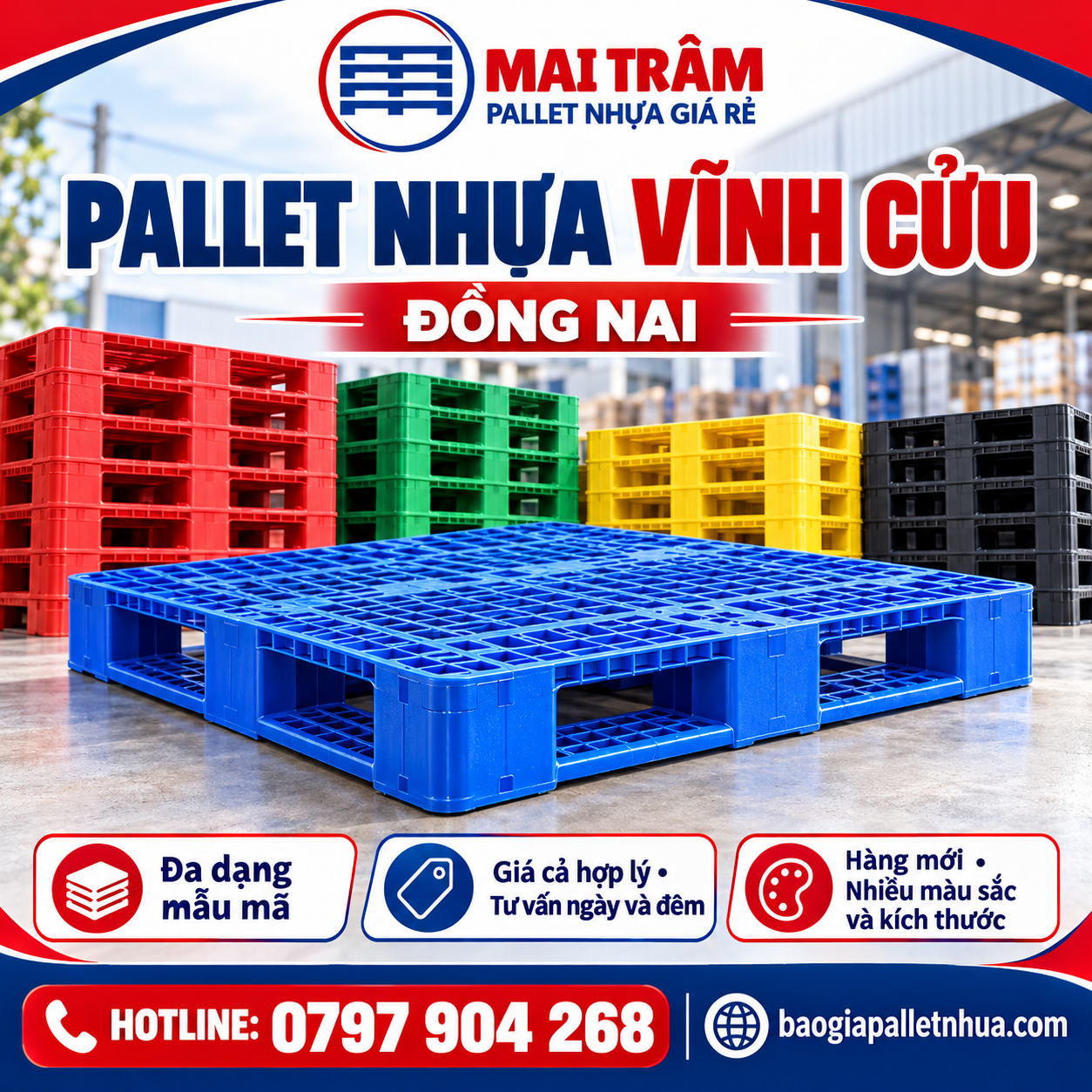  Pallet nhựa Vĩnh Cửu đa dạng mẫu mã